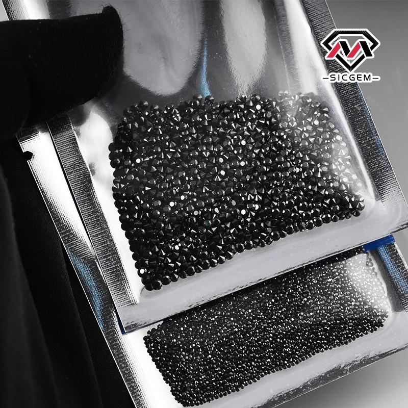 SICGEM Manufacturer Best Price Black Moissanite Round Jewelry Melee Moissanite Stone Loose