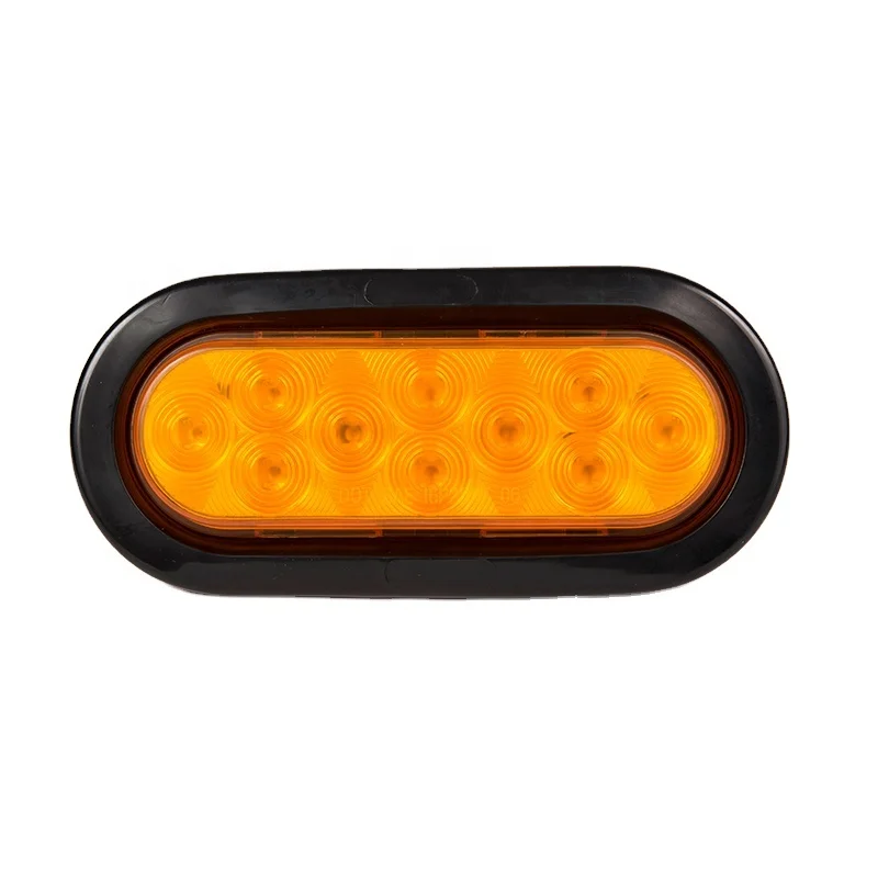 Highlight Large Range Amber LED lights 6 Inch Oval Brake Stop Light Backup Reversing Lamp With 10 Piranha Leds for Trailer Boat