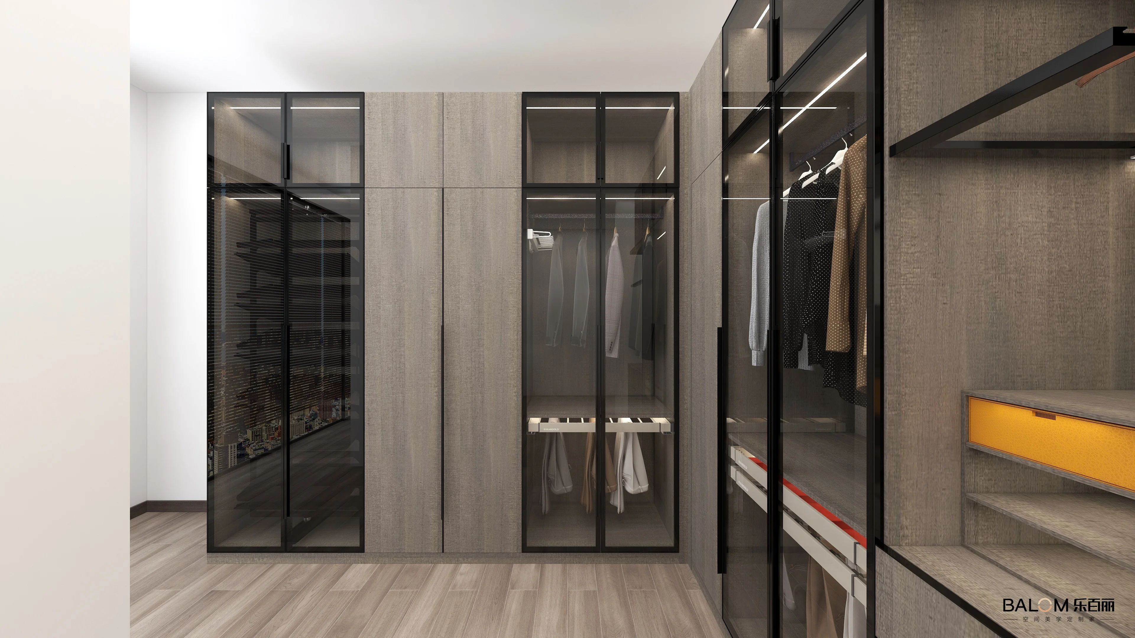 OEM ODM supplier high quality luxury wood wardrobe cabinet glass door walk in wardrobe