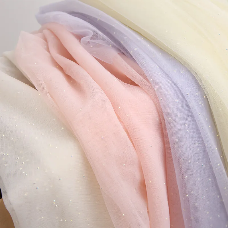 Popular in stock glitter bling drill lace fabric for woman kid dancing tutu dress sparkle rhinestone mesh fabric