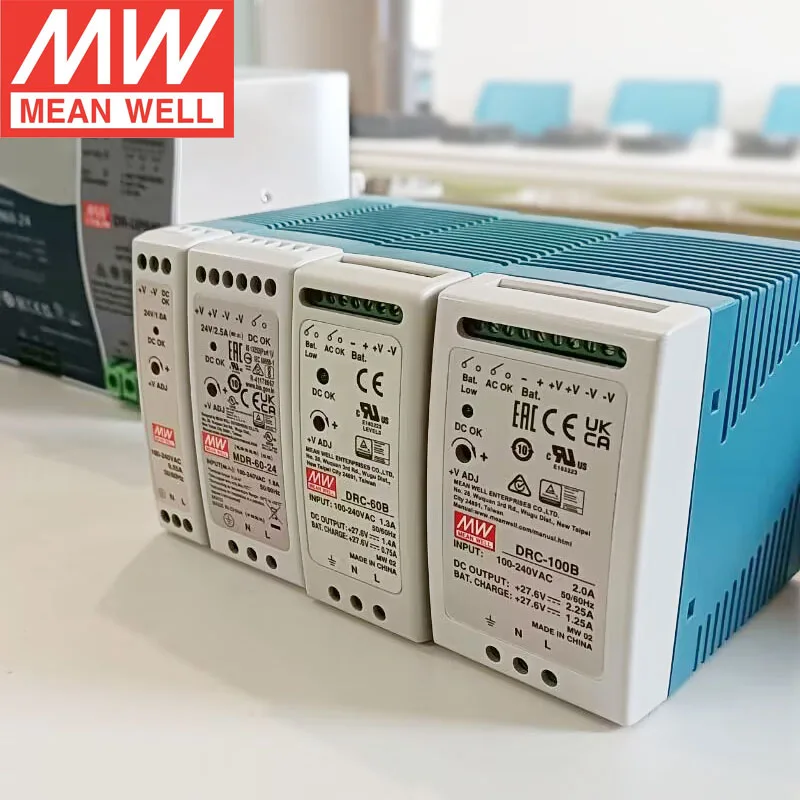 Mean Well DRC 24V din rail power supply 40W 60W 100W 180W Meanwell switching power supply with global certificates