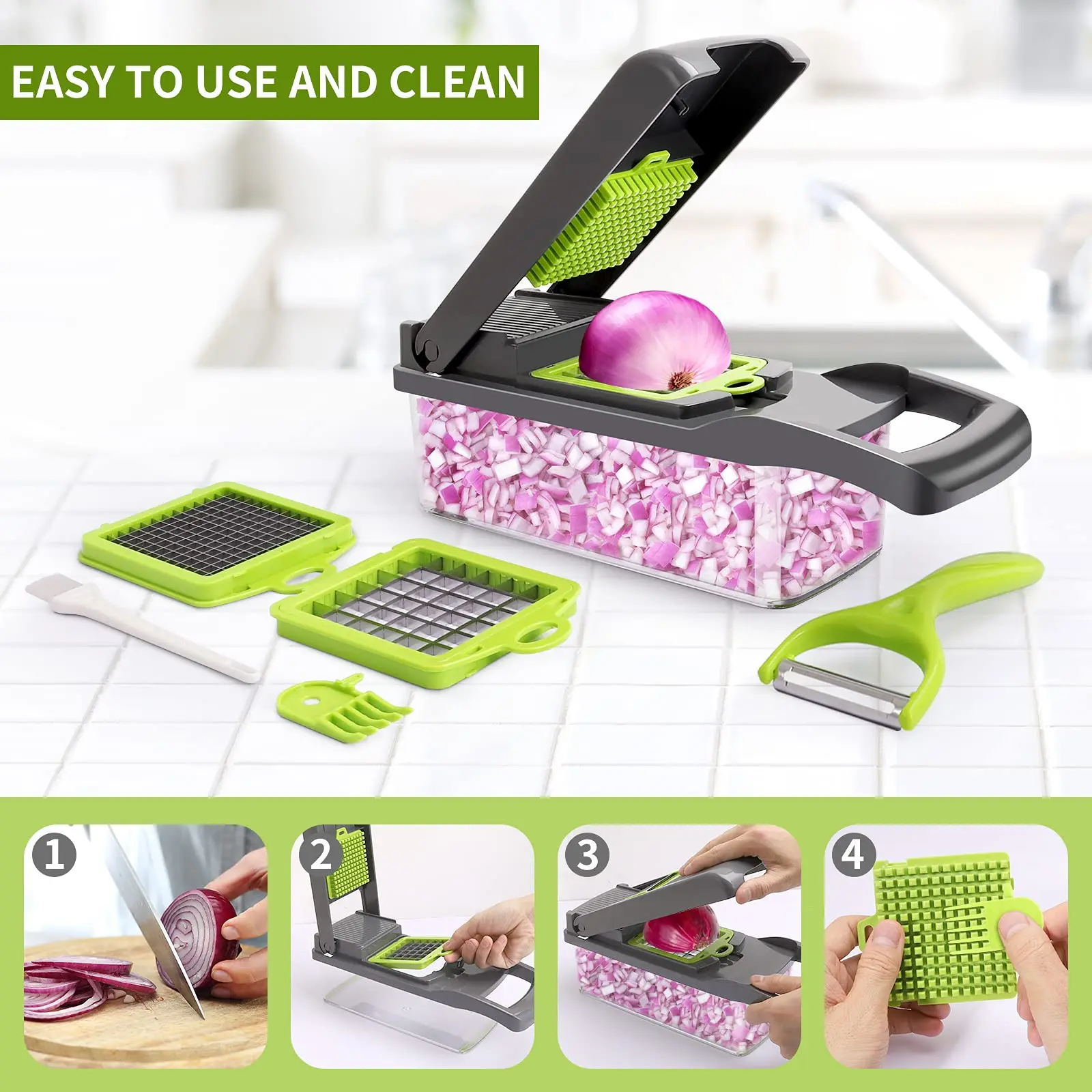 Multifunctional 13-in-1 Food Choppers Onion Chopper Vegetable Slicer Cutter Dicer Veggie chopper with 8 Blades
