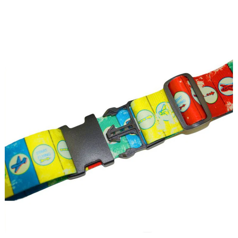 Customized Adjustable Heat Transfer Printing Polyester Luggage Safety Belt, Luggage Safety Strap