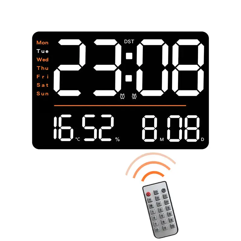 Large Display Wall Electrical Clock Calendar Day Digital Wall Clock Temperature With Remote Control Countdown Timer Alarm Clock