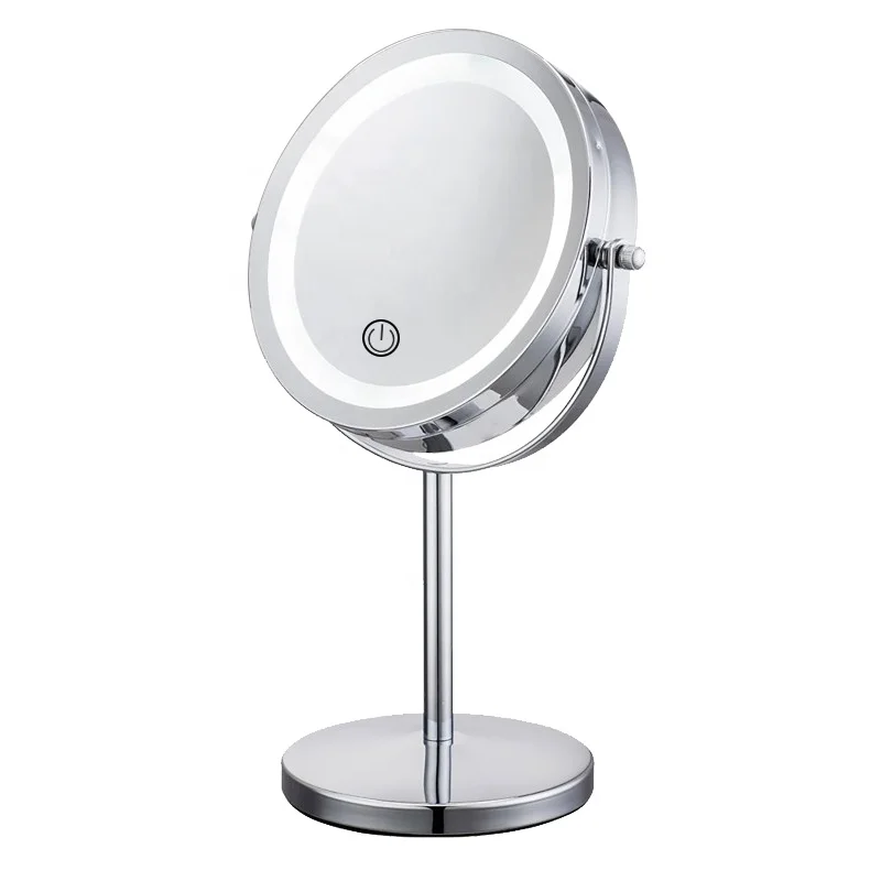 Free Magnifying 2X 3X 5X 7X 10X Standing Desktop led double side makeup mirror with Lights