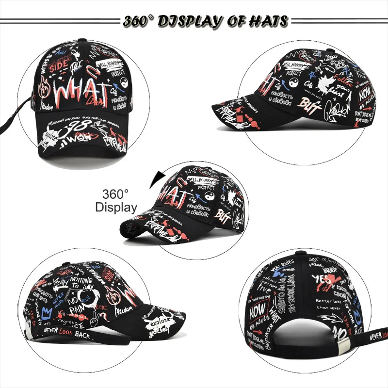 2022 6 Panel Graffiti Snapback Printing Hats Gorras New Popular Women Sports Cap Man Baseball