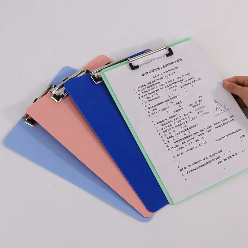 Plastic Multiple Colors Clip Boards With Low Metal Clip Hangable Low Profile Clipboard Standard A4 Letter Size For Student