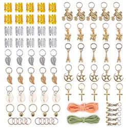 82 шт. Loc, ювелирные манжеты для волос, нитки, вязаные аксессуары для волос, металлические бусины для плетения волос