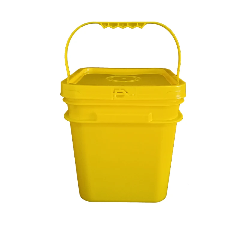 Wholesale Food Grade Plastic Bucket With Lid and Handle 8L 10L Square Plastic Bucket Custom color and logo