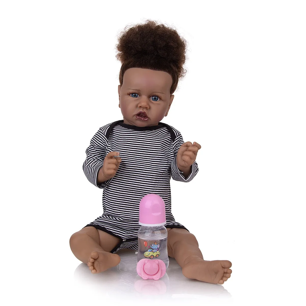 Reborn Baby Doll Silicone Toy African American Black Dolls Girl With Dark Skin Tone For Christmas Gift lol doll