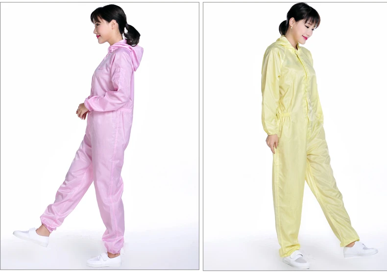 Comfortable Breathable Reusable 5mm Stripe Clean Room ESD Gown - Antistatic Polyester Coverall