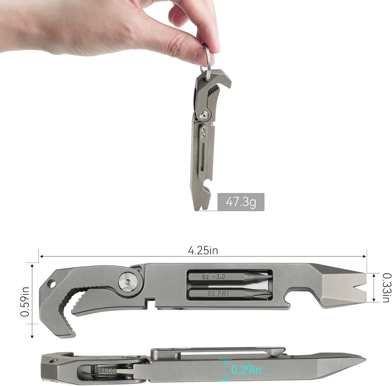 Multi-functional Titanium EDC Ti Pry Bar Set with Bottle Opener, Wrench,  Screwdriver for Outdoor Multi Tool Camping Accessories
