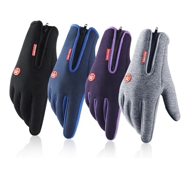 New Hot Sale Waterproof Gloves Winter Touch Screen Windproof Gloves Zipper Sports Warm Plush Ski Gloves