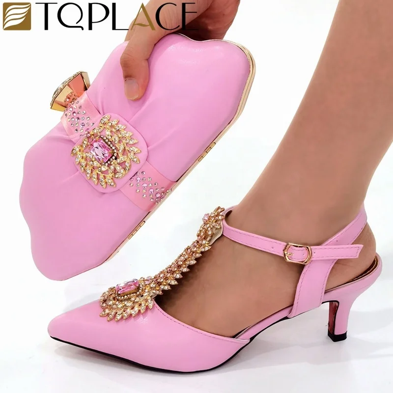 Fashion high quality African shoe and bag set/Nigeria party  with matching bag