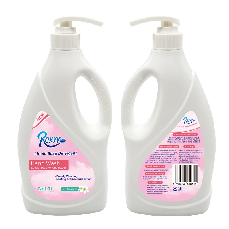 Hot sales hand friendly 1L under wear plant organic hand wash laundry liquid soap detergent