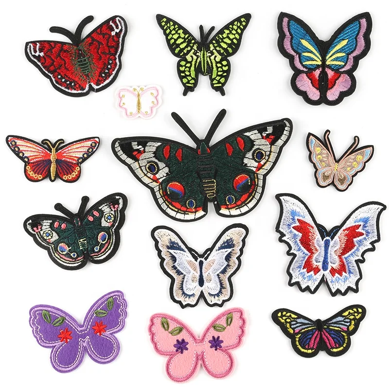 New Design Colorful Butterfly Iron On Backing Garment Badges Embroidered Patches and Applique