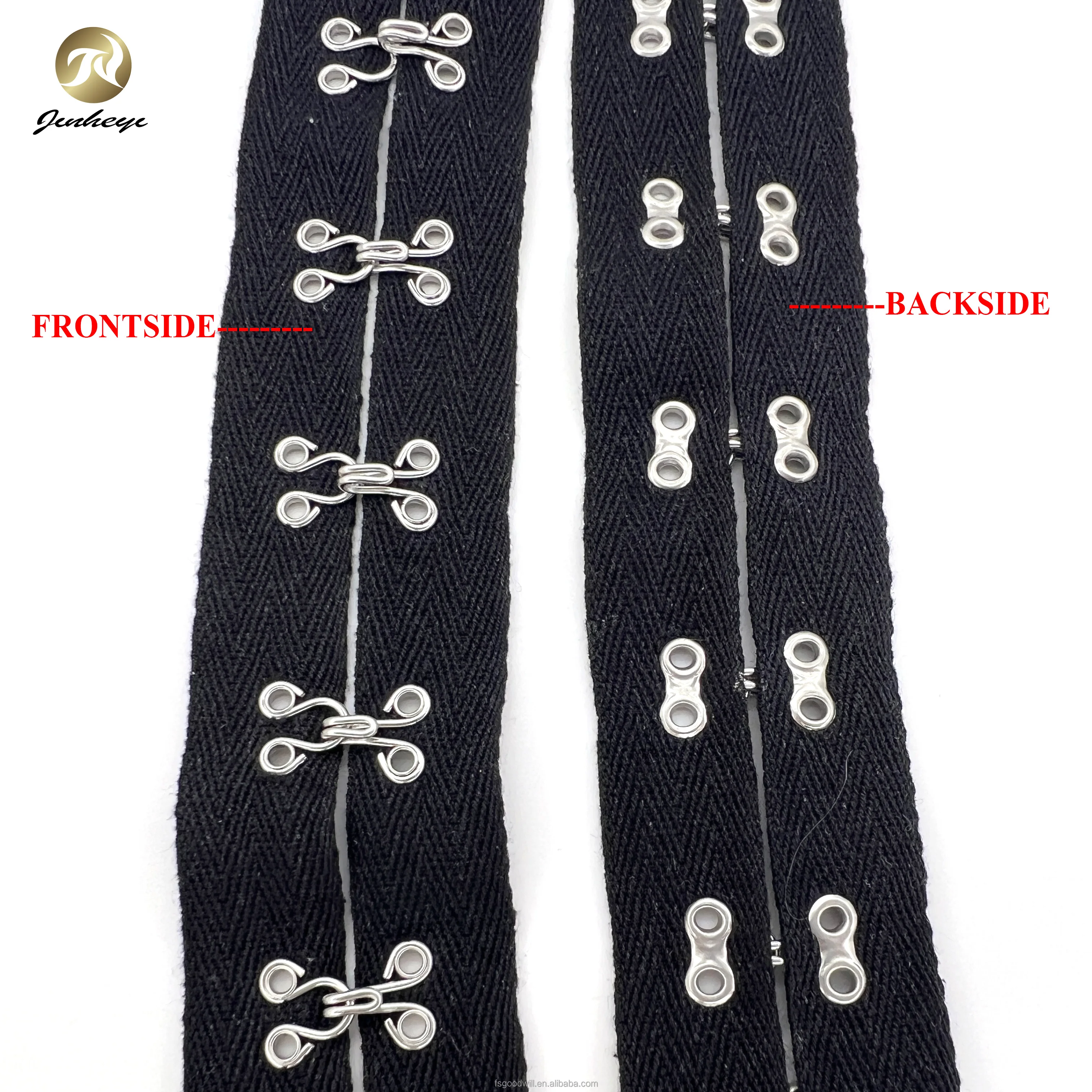 Custom Silver Hook and Eye Tape Closure White Black Garment Stainless Steel Brass Hook and Eye for Corset Clothes