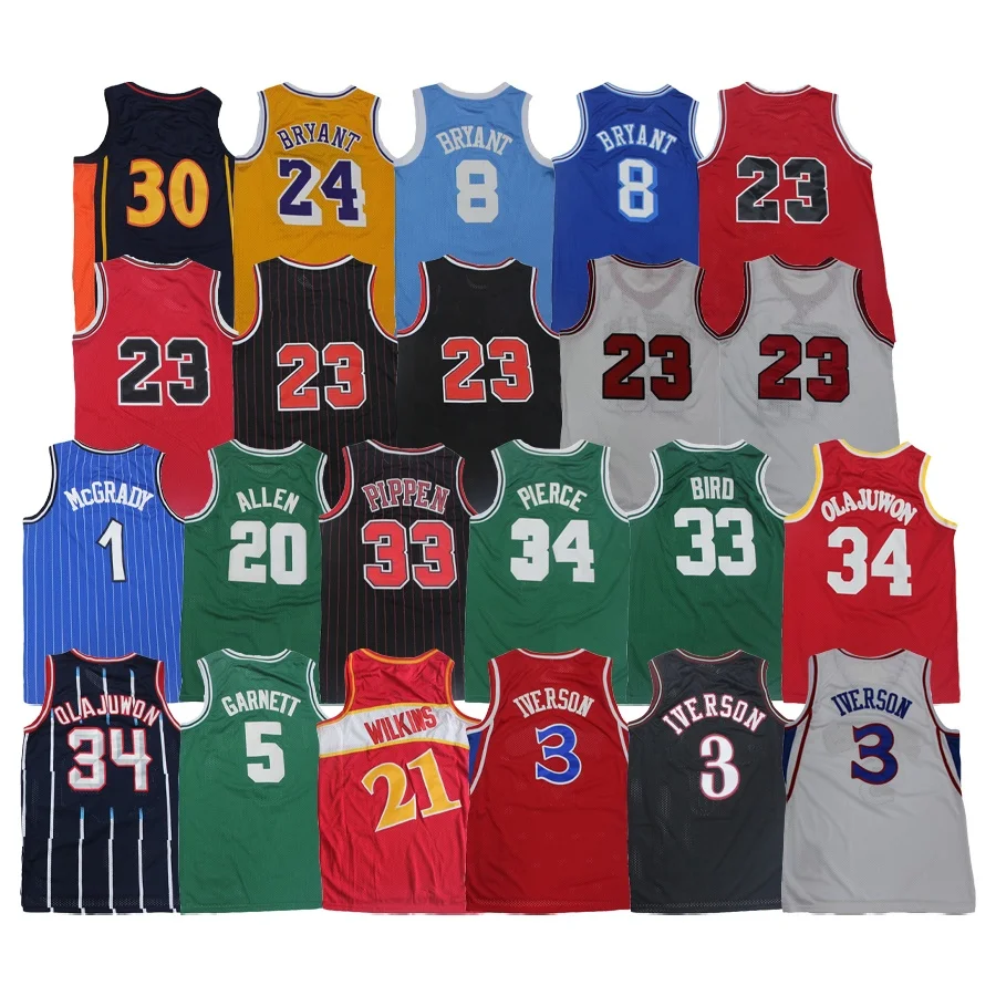 Classic Vintage Basketball Jerseys Allen Iverson Jersey Paul Pierce Dominique Wilkins Larry Bird Bryant Garnett Stitched