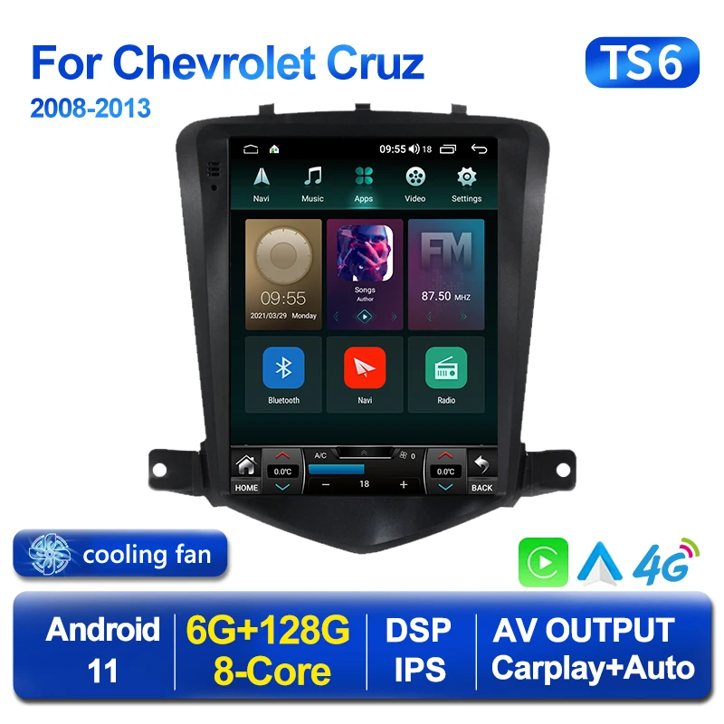 Экран Tesla на Android 11 для Chevrolet Cruze J300 Holden Daewoo Lacett 2009-2015 автомобильное радио gps-навигация стереоплеер BT WIFI