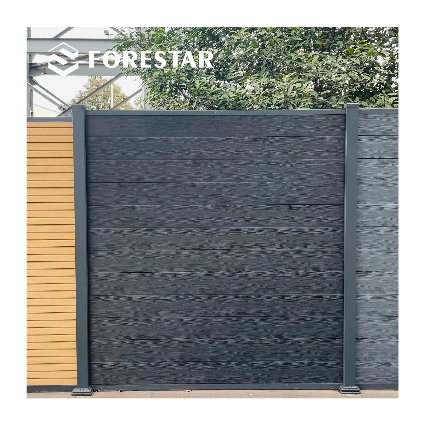 WPC fence boards Occultation wpc kit lamelle rigid panels for metal aluminium  frame better than pvc fence