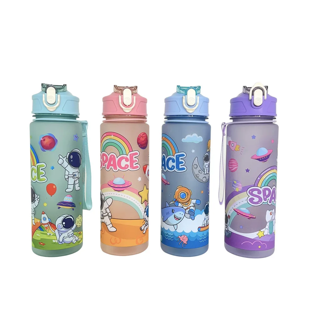 Bpa Бесплатная индивидуальная бутылка для напитков школьные девушки ПК пластиковые бутылки воды с тепловыми напитками оптом соломой