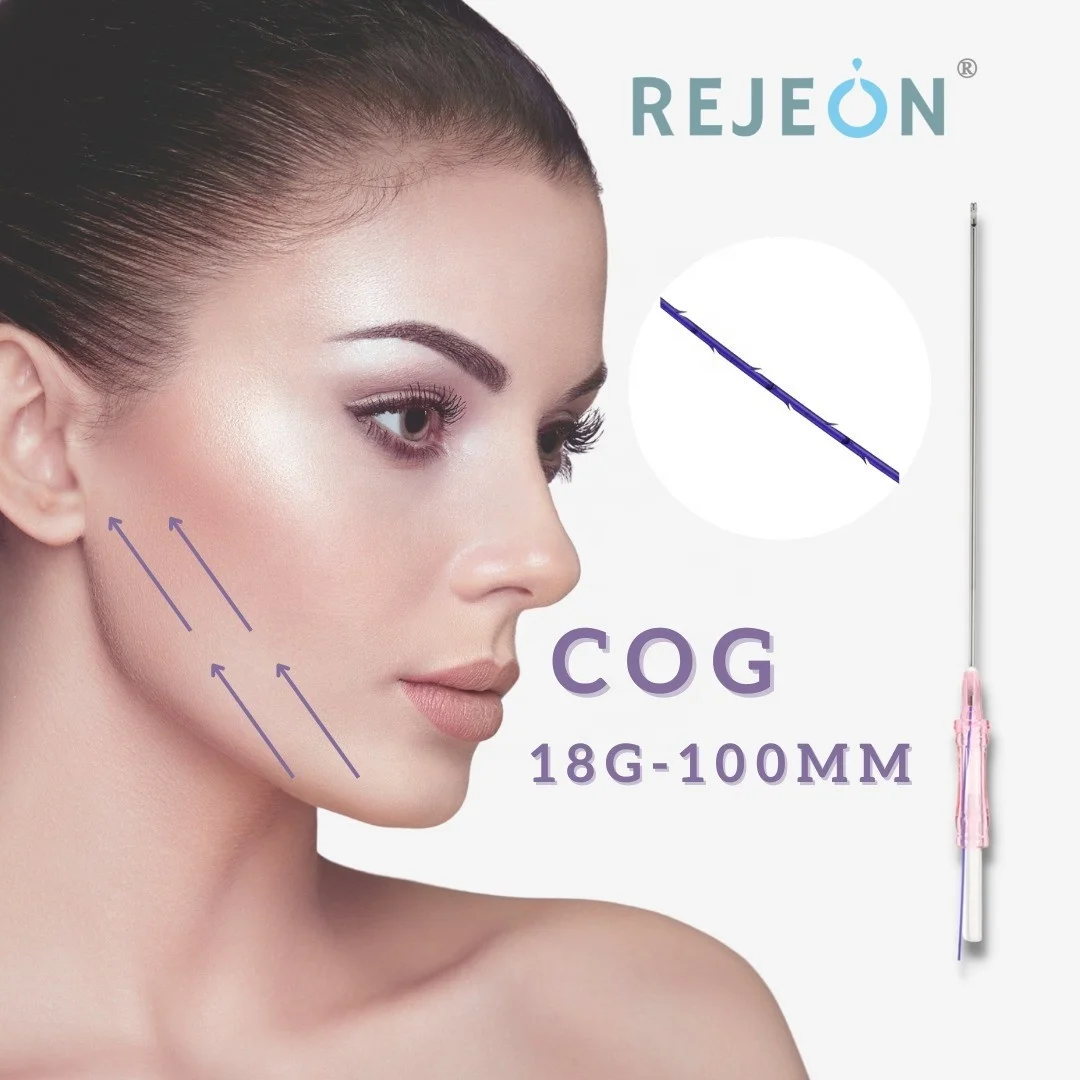 REJEON pdo mono mesh threads blunt needle lift Pdo Thread Lift Korea 19G 100mm PDO Thread 360 degree cog