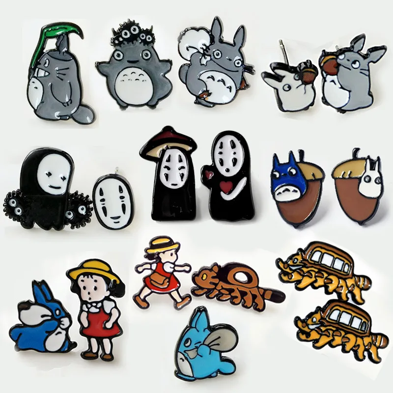 Stock cute Totoro mini earring custom cartoon movie soft enamel earrings for girl