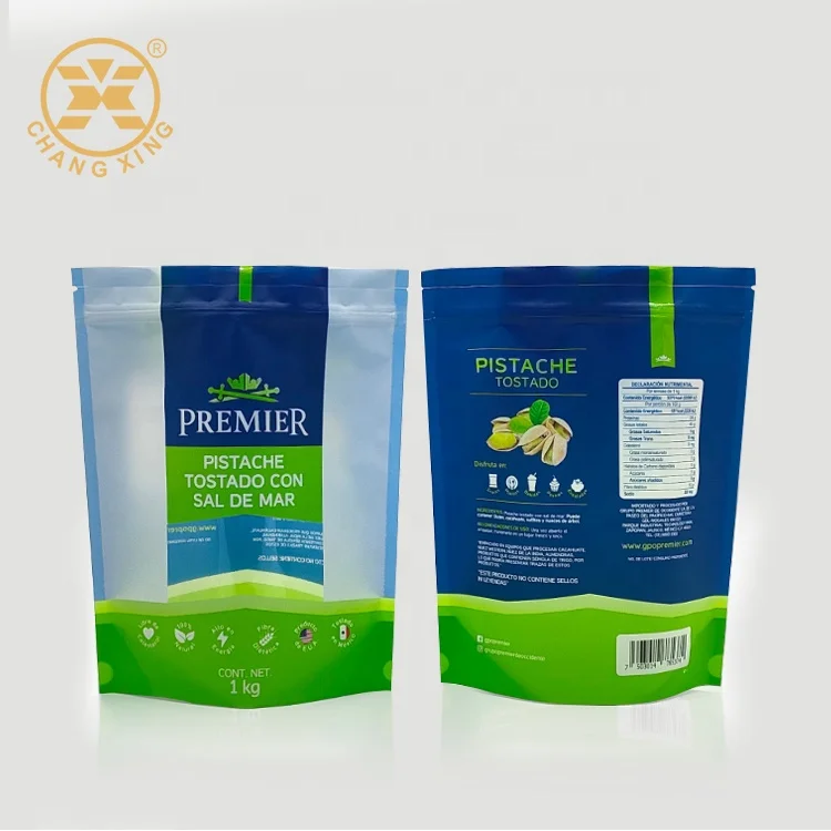 Custom Logo Printed Stand Up Plastic Pouch Food Packaging Zip Lock Ziplock Standing Doypack Bag With Windows For Nu