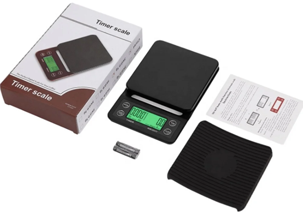 Portable Stainless Kitchen Scale Digital Timer Scale Food Balance Weight Scale for for Drip Coffee Black/Chocolate Color