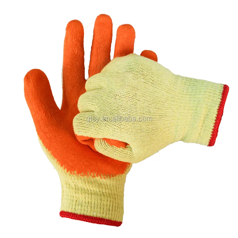 10 gauge garden grey cotton knitted crinkle latex coated safety work gloves of manufacturer