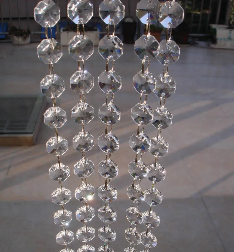 14 мм 16 18 прозрачная восьмиугольная цепь из бисера стеклянная гирлянда