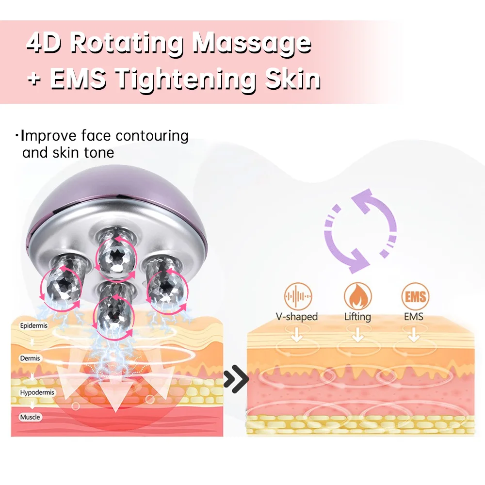 2 в 1 Профессиональный Массажер для лифтинга лица портативный массажер Электрический 3D ролик
