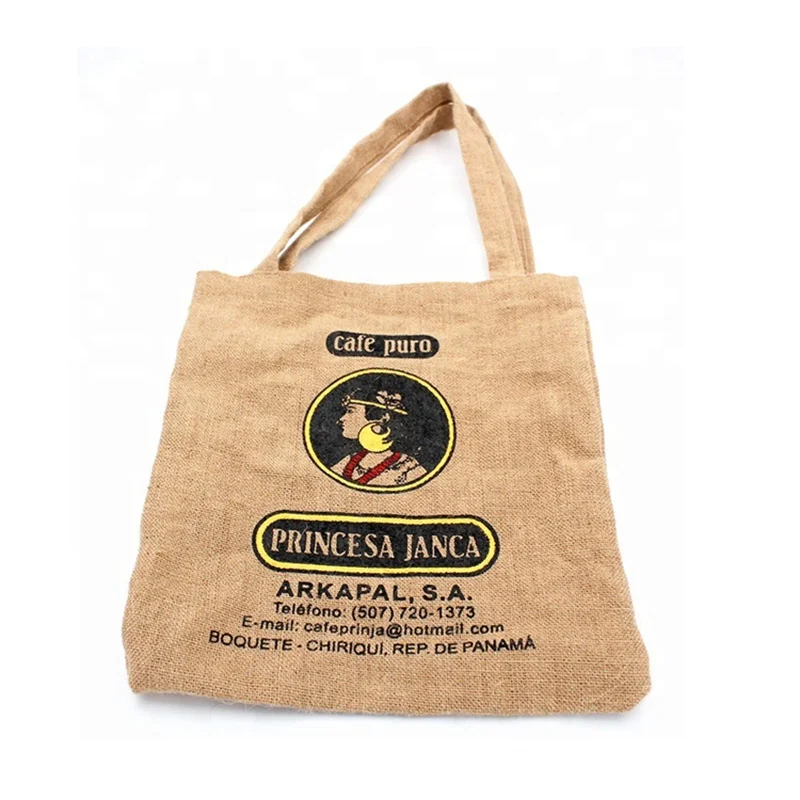 Custom logo printed waterproof burlap pouch Eco Reusable Shopping tote jutebags hessian jute bag manufacturer in china