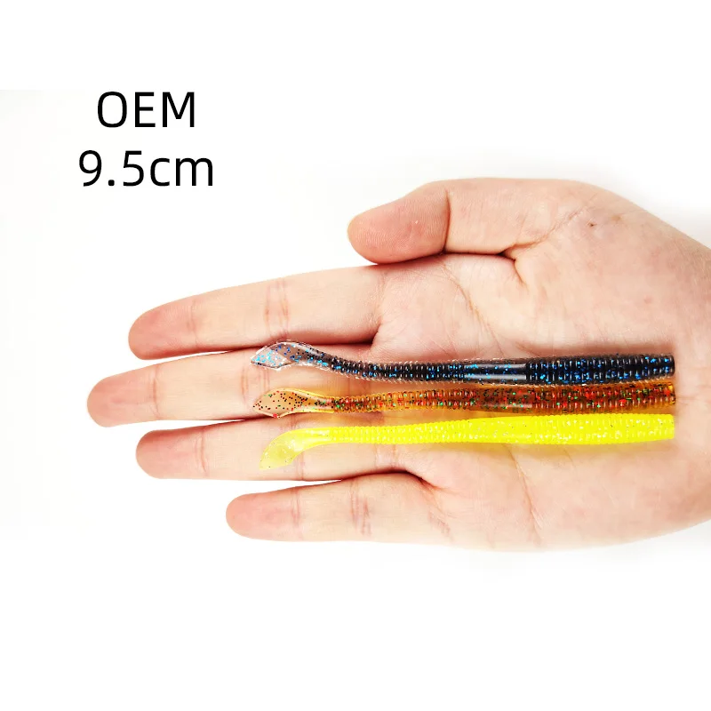 Silicone Soft Fishing Lure 95mm 2.2g Various Colors Luminous PVC Swimbait Soft Worm Fishing Lure