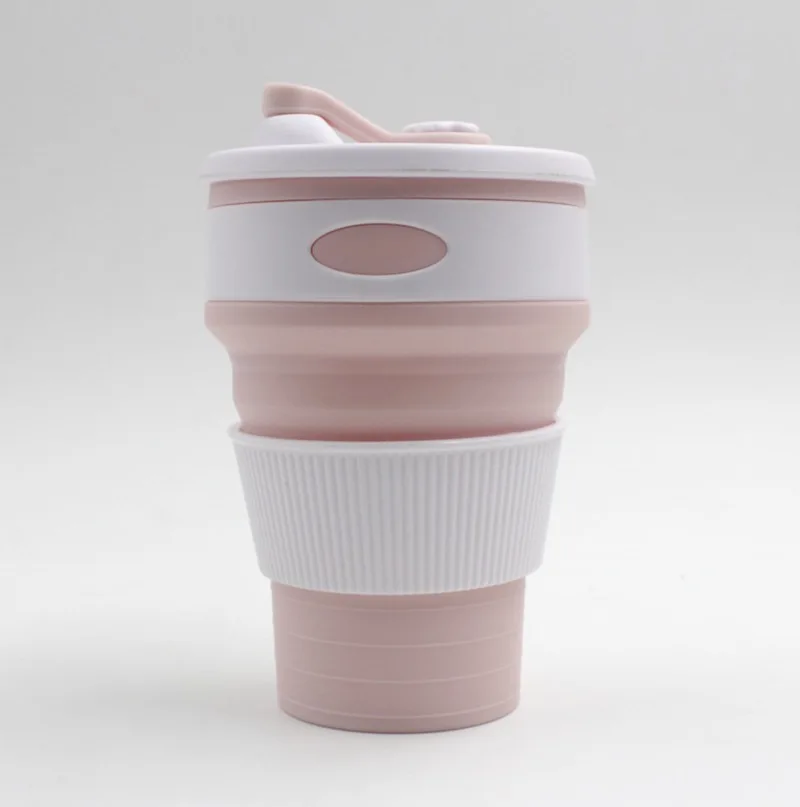 Eco-Friendly 350ml collapsible coffee Mug Silicone folding  Cup with Lids