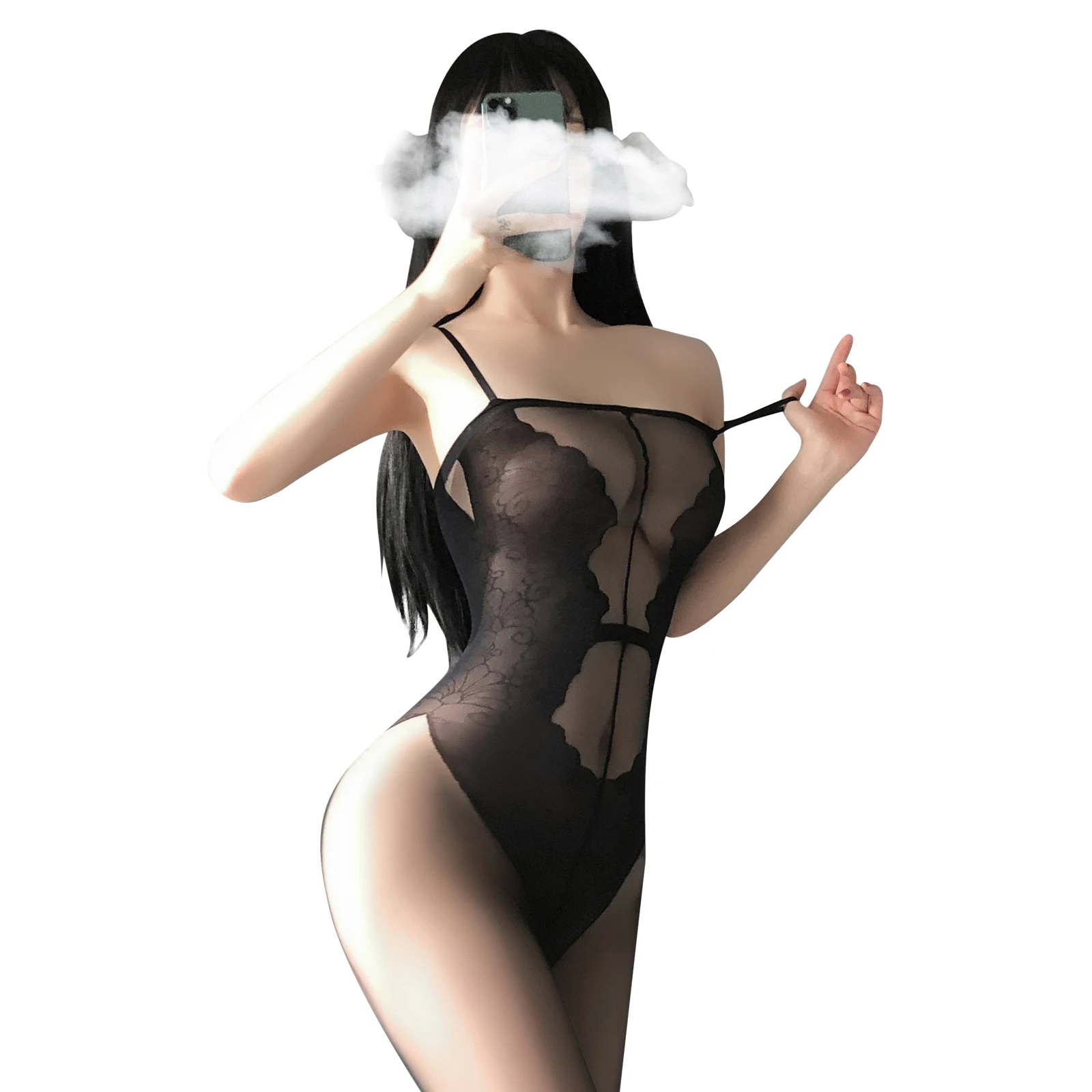 Cheap Wholesale Black Garter Bust Open Crotch One-piece Pantyhose Sexy Tight Pantyhose