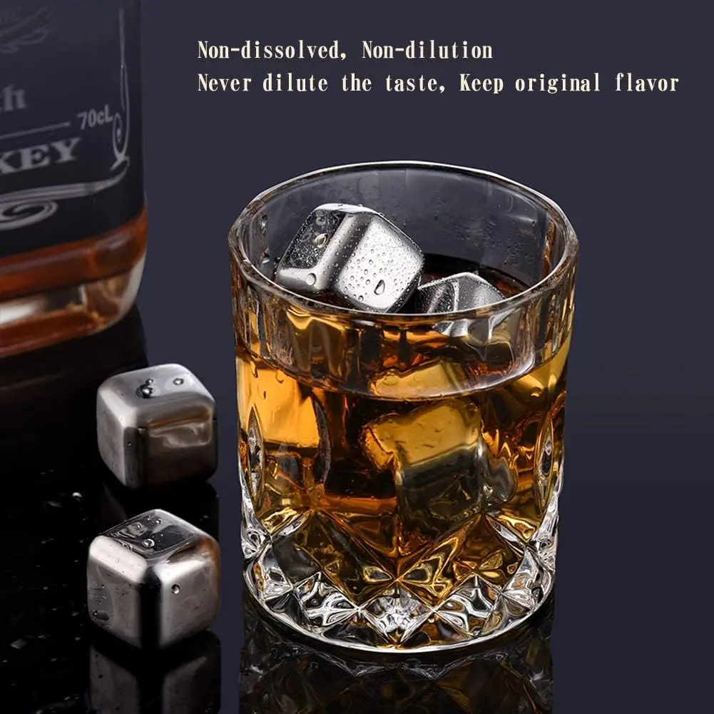Stainless Steel Ice Cubes Chilling Stones As Gift Chilling Rocks for Wine Drinkers Reusable Stainless Steel for Coolers