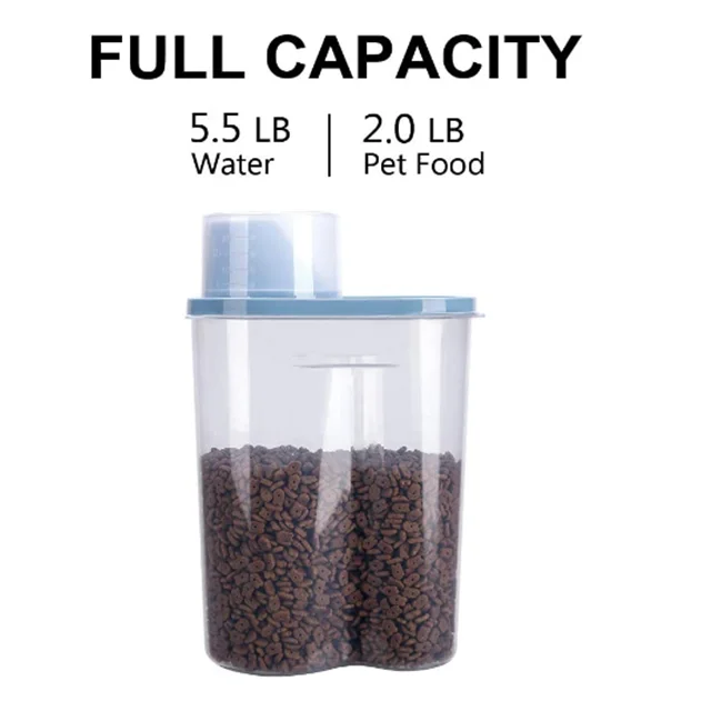 Pet Food Storage Container with Measuring Cup Pour Spout for Small Dog Cat Bird Turtle Waterproof Storage