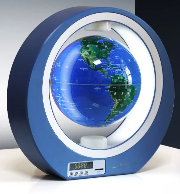 Kinglobe 3D Stereo Bluetooth Audio Globe PVC Magnetic Levitation Floating Clock LED Luminous Nightlight Education Home Decor