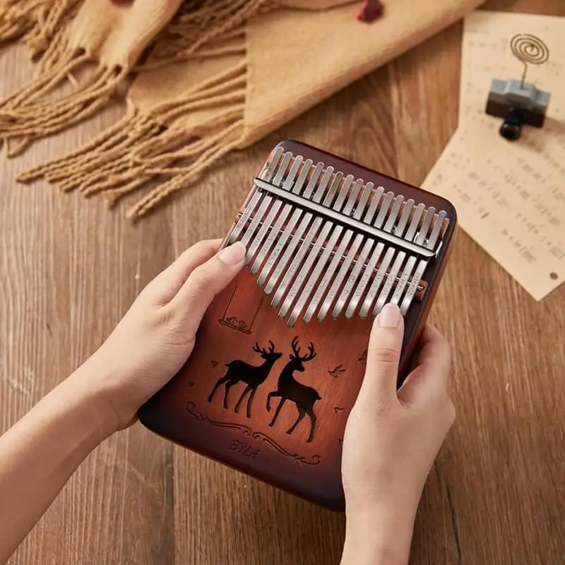 mini finger piano karimba17 keys mahogany wood portable musical instruments for kids