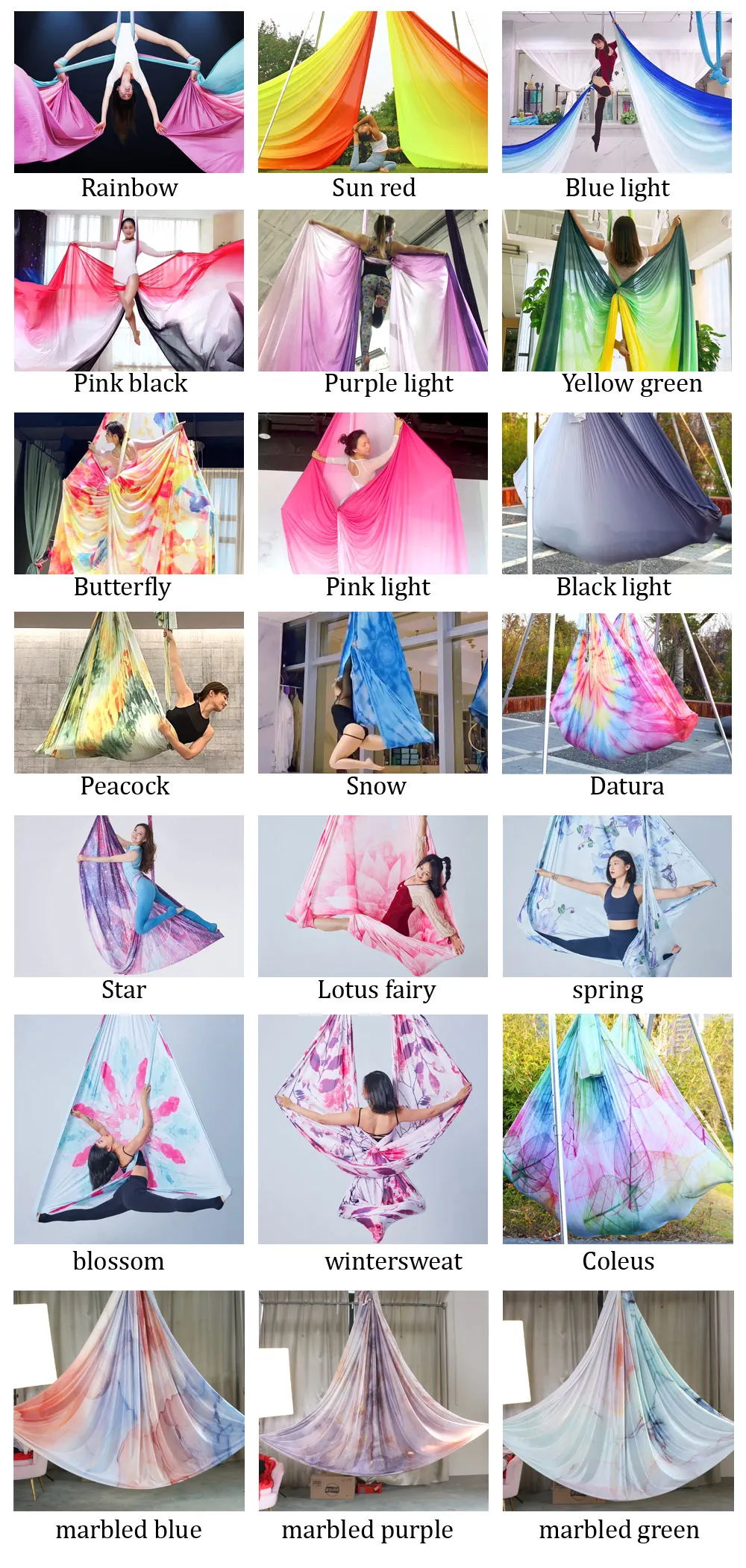 Aerial Yoga Hammock Set 5.5m x 2.8m  6Yards 40D Nylon Gradient Ombre Air Yoga Swing Hammock