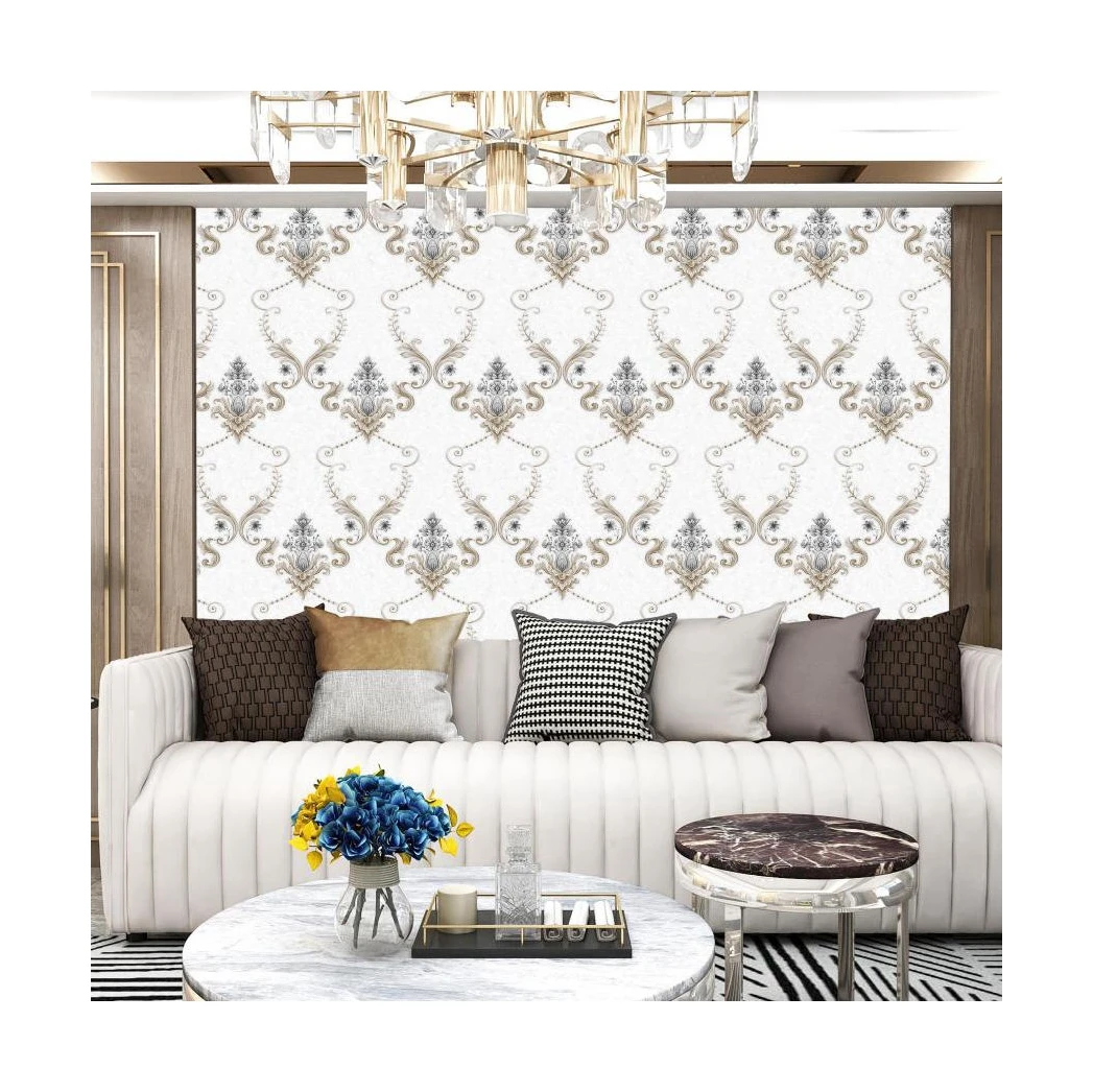 Texture vinyl bedroom china wallpaper,  Classic Damascus Living room wall paper luxury wallpaper