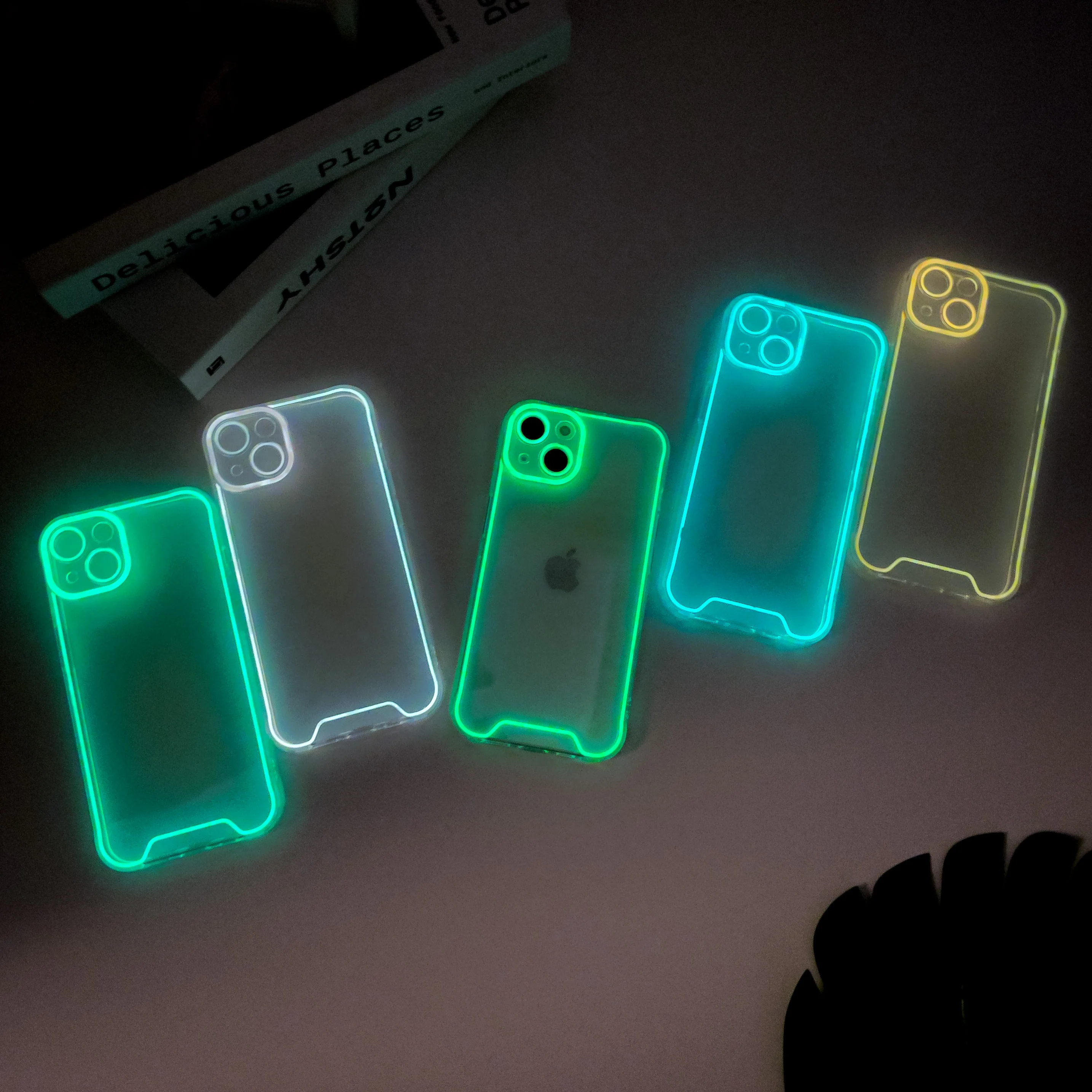 Luminous Night Glow Fluorescent Neon Glowing Mobile Phone Case For iPhone 14 13 12 11 Pro Max XS XR Max Soft Silicon Back Cover