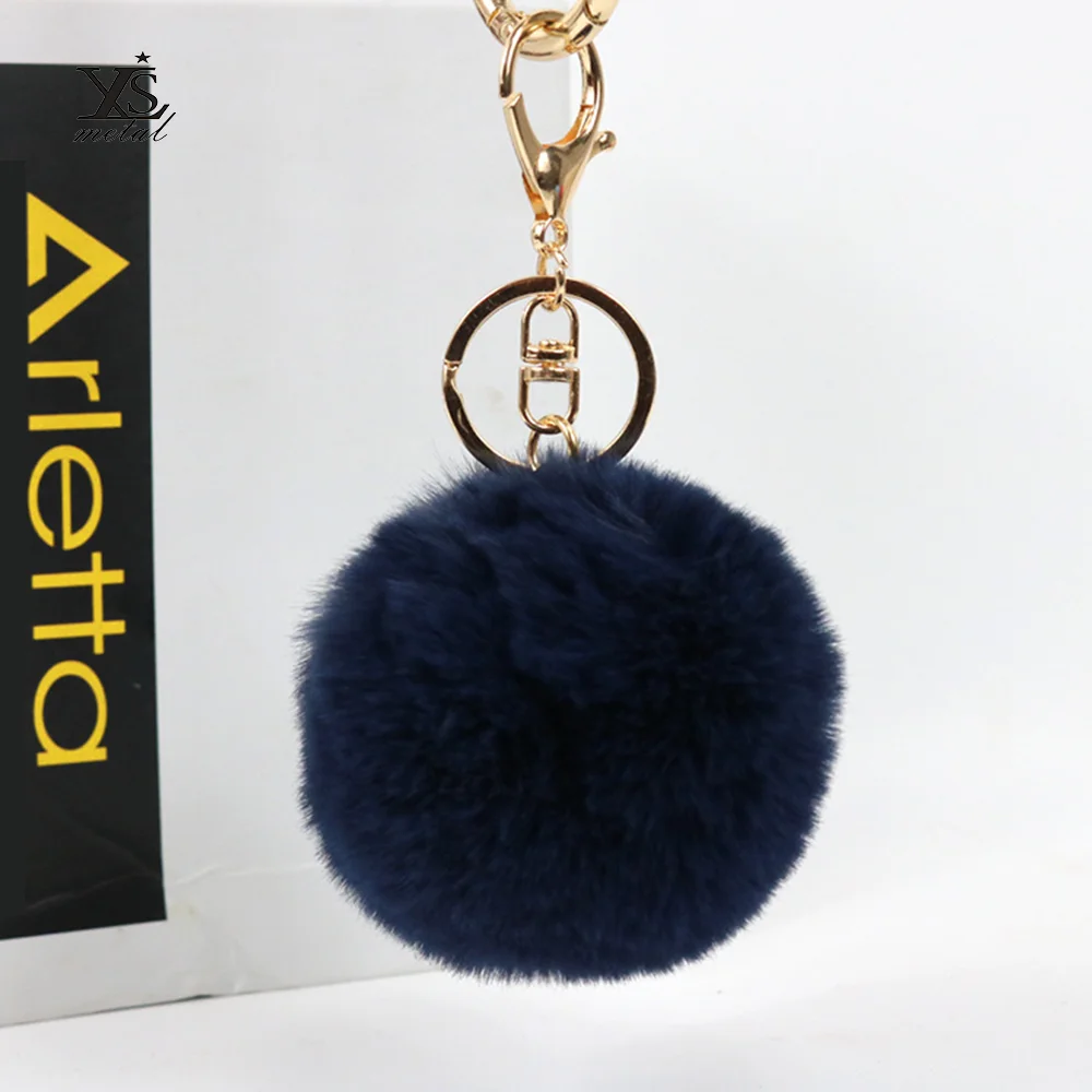 Factory Wholesale Pompom Keychains Plush Keyring with Soft Faux Fur Ball Keychain Pendant Accessories
