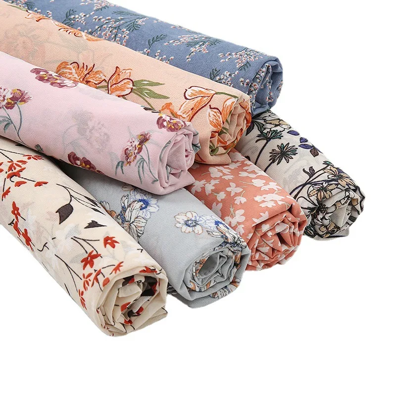 Wholesale Georgette Floral Chiffon Hijab Malaysia Skin-friendly Soft Printed Scarf Shawls