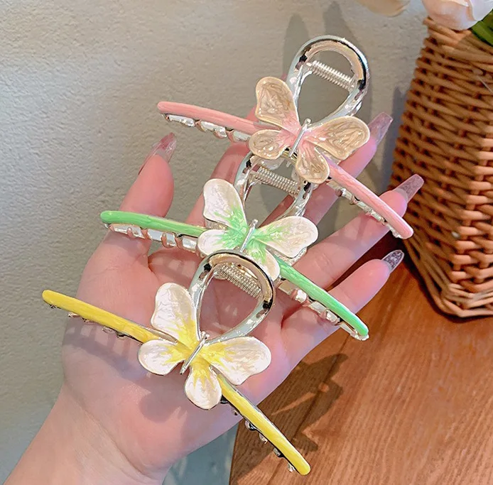 11.5CM Large Size Korean Fashionable Style Hair Claw Clip Metal Alloy Butterfly Shark Clip Hair Accessories For Women
