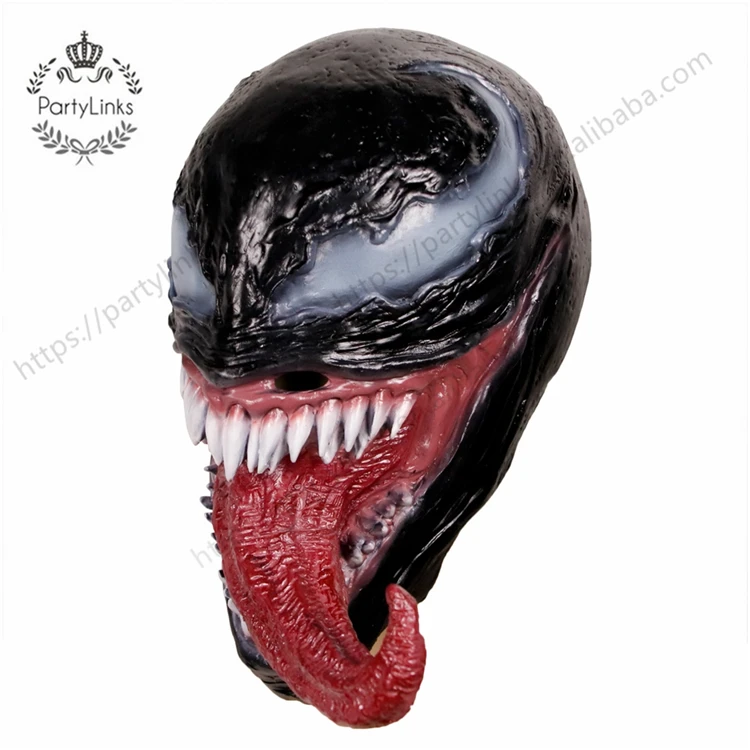 Cosmask Venom Mask Halloween Dark Cosplay Superhero Venom Long Tongue Latex Horror Mask Halloween