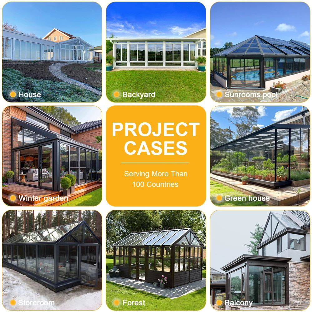 Modern winter garden construction solarium white sunroom aluminium glass sunroom for solarium