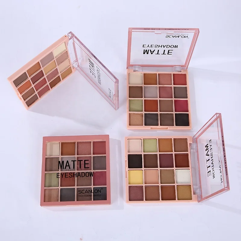 Fashion Eyeshadow Palette Pigmented Golden Silver Gray Yellow Brown 16 Colors Mineral Vegan Matte Eye Shadow Palette OEM Custom