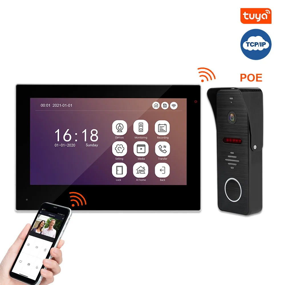 Ethernet CAT5 POE Connection Wireless Phone Remote Wifi Doorphone 2-Way Talk Video Intercom Doorbell IP Intercom System